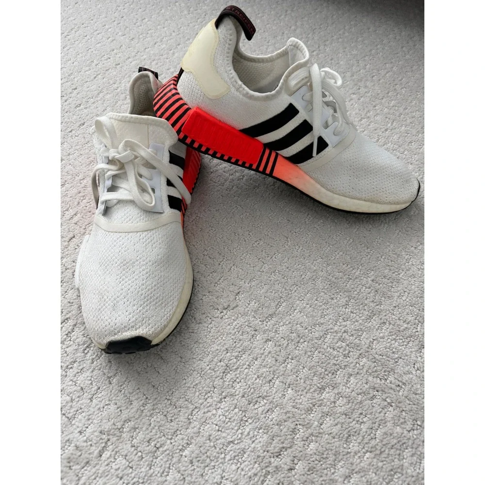 Adidas NMD R1 White Solar Red Black Striped Boost Sneakers Lifestyle Shoes